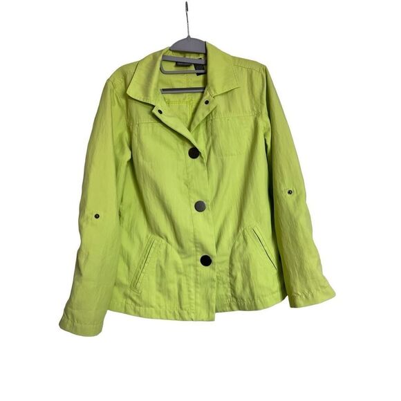 Additions by Chicos Womens Size 1 M US 8 Green Long Sleeves Button-Up Jacket - Picture 1 of 11